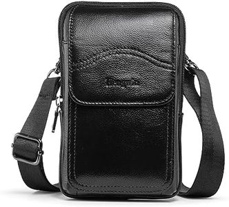 Hengwin Genuine Leather Phone Holster Fits for iPhone 16 Pro Max 15 Pro Max 14 Pro Max 13 Pro Max 12 Pro Max Samsung Galaxy S24 Ultra Belt Pouch Belt Clip Wallet Case Phone Bag Crossbody Purse (Black)