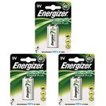 3 X Energizer Battery Rechargeable Advanced Size 9V NiMH 175mAh HR22.5V Ref 633003