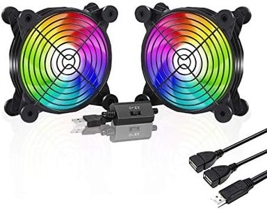 upHere U1207 USB Fan Dual-Ball Bearings,Rainbow LED,Multi-Speed Control,Silent 120mm Fan for Computer Cases Computer Cabinet PlayStation Xbox Cooling