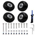 FSATNDE Luggage Suitcase Replacement Wheels Set of 4 PU Bearing Wheels-Install Width 0.8in/21mm with 3 Size Axles and Hacksaw for Trolley Bag Drawbar Box Smooth Rolling Repair(45mm x 18mm)