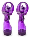 O2COOL 2 Pack Deluxe Misting Handheld Portable Misting Fan, Purple