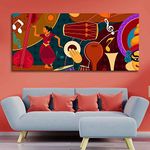 Aadee Craft Dance & Music Instruments Abstract Canvas Wall Painting With Wooden Framed For Living Room Drawing Room Hotel Office Walls Home Decor Large Size (48 by 24 Inches) Multicolour