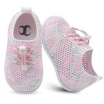 JIASUQI Toddler Boys Girls Shoes Baby Breathable Walking Shoes Lightweight Slip on Casual Sneakers(MultiPink,15-24 Months)