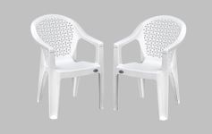 Nilkamal Comfy Plastic Chair for Home/Office/Study/Garden/Balcony/Indoor & Outdoor - Set of 2 Pcs Chair (Milky White)