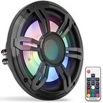 Pyle 8" Slim Waterproof Subwoofer - 300 Watts at Dual 4-Ohms Car Audio Powered Subwoofer with Multi-Color RGB Lights and Remote Control - PP Cone with Rubber Edge, PLRGSW84BK, Black