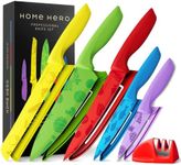 Home Hero Kitchen Knife Set with Sheath Covers - High Carbon Stainless Steel Knife Set with Ergonomic Handles & Ceramic Coating, Nonstick Ceramic Knife Set with Chef Knife (11 Pcs - Rainbow)