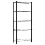 SONGMICS 5-Tier Storage Shelves, Wire Shelving Unit, Kitchen Metal Shelves, Storage Rack with Adjustable Shelves, Shelf Liners, 8 Hooks, for Garage, 11.4 x 23.2 x 50.4 Inches, Black ULGR065B01