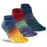 OrrinSports Toe Socks for Men Women Cotton Running Socks Striped Ankle Five Finger Socks 3 Pairs