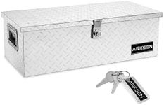 ARKSEN 30 Inch Heavy Duty Aluminum Diamond Plate Tool Box Chest Box Pick Up Truck Bed RV Trailer Toolbox Storage Organizer with Side Handle and Lock Keys – Silver