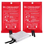 Emergency Fire Blanket for Kitchen - 2 Pack Safety Fiberglass Fire Blankets Suppression Flame Retardant for Home Survival School Fireplace Grill Car Office Garage Welding Warehouse 3.3ft x 3.3ft