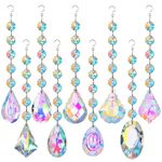 JOELELI 9 Pack Sun Catchers, Crystal Sun Catchers for Windows Garden Ornaments Outdoor Hanging Rainbow Suncatcher Glass Wind Chimes Kit Prism Pendant for Tree Car Home Decorations