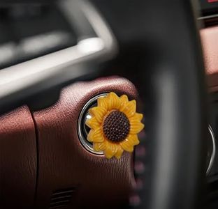 Push to Start Button Cover，Engine Start/Stop Resin Flower Starter Cover (for Decorative Accessories) (Yellow)