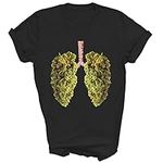 Funny Weed Lung Marijuana Bud Unisex Shirt Gift Women Men T-Shirt (Black;XL)