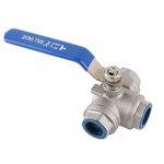 TOPINCN 3-Way Ball Valve Stainless Steel Sus304 Pipe Three-Way T-Type Valve Female Thread 3/4" Dn20 with Vinyl Locking Handle