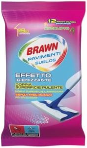 Brawn Pavimenti, Panni Lavapavimenti Effetto Igienizzante, con oli Essenziali di Eucalipto e Vaniglia, Doppia Superficie Pulente Senza Risciacquo, Confezione da 12 panni