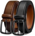 KEMISANT Men Belt 2Pack – Genuine Leather Belt for Men Dress Casual Golf Jeans 1 3/8" (Black/Deep Brown,38"-40" Waist Adjustable)