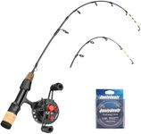QualyQualy Ice Fishing Rod and Reel Combo 60cm M/ML Inline Ice Fishing Combos 2 Different Tips for Walleye Perch Panfish and Trout (60cm-Right Hand Retreive)