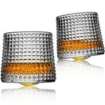 DAWNTREES Rocking Whiskey Glasses Set of 2,Wobble Personalised Whisky Tumbler, Gift for Men,Husband and Dady, Beautiful Design,for Scotch Bourbon Rum Drams Cocktails Cognac Barware…