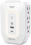 Multi Plug Outlet Extender,USB Wall Charger, Surge Protector 6 Outlets Extender with Night Light with 2 USB (1 USB C,1 USB A),Multi Plug Outlet Splitter with Top Phone Holder for Home, School, Office