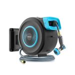 1/2"*100+5ft Garden Hose Reel Sheboren Automatic Retractable Hose Eeel with Any Length Lock Wall Mount Watering Hose Reel 180°Swivel Bracket