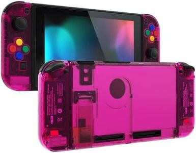 eXtremeRate DIY Replacement Shell Buttons for Nintendo Switch, Back Plate for Switch Console, Housing with Colorful Buttons for Joycon Handheld Controller - Clear Candy Pink [No Electronics Parts]