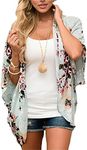 Women Fashion Chiffon Shawl Loose Printed Casual Blouse Top Kimono Cardigan Coat XX-Large Green