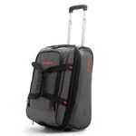 HARISSONS D-Lite Expandable 49 Litre Travel Trolley Duffel Bag for Men & Women | 2 Wheel Cabin Luggage with Water Resistant Fabric (Grey & Red)