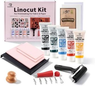 Bobblebro Linocut Kit for Printmaking, 6 Color Fabric Block Printing Kit
