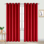 DWCN Blackout Curtains for Bedroom - Thermal Insulated Light Blocking Eyelet Window Curtains for Living Room 66 x 90 inch Length, Red, 2 Panels