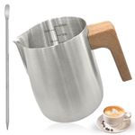 Supvox® 350ml/12Oz Milk Frothing Pitcher with Latte Art Pen, Steel Jug Coffee Frother Mug for Cappuccino, Stainless Steel Milk Frothing Pitcher and Decorating Pen, Coffee Accessories for Barista