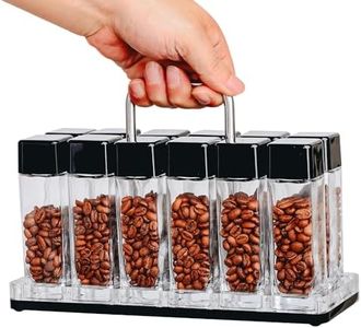 Normcore Single Dose Coffee Bean Storage Containers - 12 Tubes Espresso Bean Cellars with Stand & Hopper - One-Way Exhaust Valve - Capacity 25-28g - Lt Smoke Grey