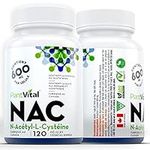 PlantVital Nac supplement 600mg - Made in Canada - N Acetyl Cysteine - Supports Normal Lung & Liver Health Now with NAC 600 mg, Immune System Support 120 Capsules (2 Bottles) - L Cysteine supplement