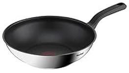 Tefal 28cm Comfort Max Stainless Steel Non-stick Wok, Silver