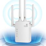 WIFI Extender Booster, Dual Band 1200 Mbps WIFI Range Extender, WIFI Repeater - Wireless Internet Booster with Ethernet Port, With 4 antennas and plugs, Easy Setup, WIFI boosters for home(White)