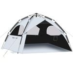 Glymnis Beach Tent with Dark Shelter Technology, Large Pop Up Beach Tents for Adults, UPF 80 UV Protection Beach Sun Shade Shelter, Easy Setup Beach Tent for Family Picnic