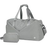 Ceneda 20" Gym Duffel Bag with Wet Pocket Shoes Compartment Portable Overnight Weekender Bag Travel Bag Yoga Bag for Women (Light Grey)