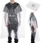 JUSTDOLIFE 200 Pcs Disposable Capes for Hair Stylist, Clear Plastic Cutting Capes for Hairstylist, Shampoo Cape for Salons Waterproof, 47 x 59 Inches Professional Hair Cutting Cape