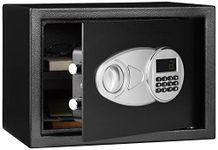 Amazon Basics Steel Security Safe and Lock Box with Electronic Keypad - Secure Cash, Jewelry, ID Documents, 0.5 Cubic Feet, Black, 13.8"W x 9.8"D x 9.8"H