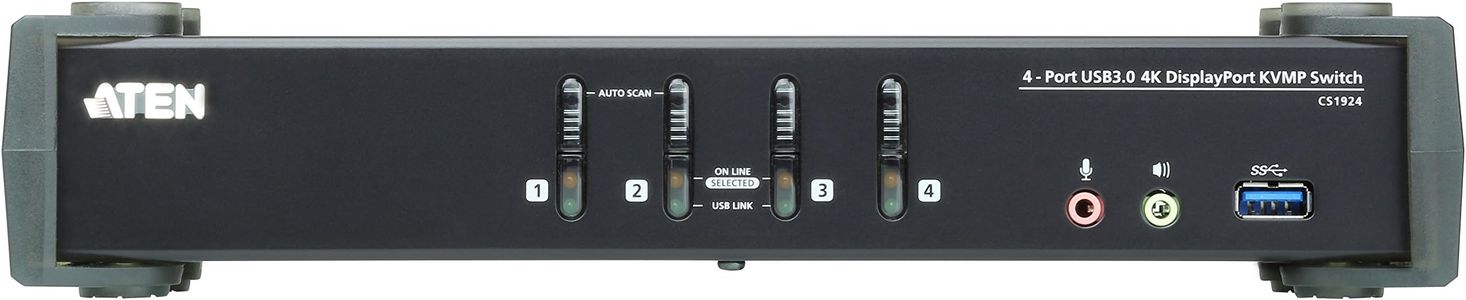 ATEN 4-Port USB 3.0 4K DisplayPort KVMP Switch – UHD 60Hz, MST, UK