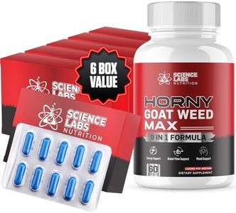 Science Labs | #1 Supplement Pills for Men Fast Acting Blood-Flow | Horny Goat Weed for Mood & Stamina + 8 Powerful Ingredients | No Prescription Required, Max Strength - 60 Capsules