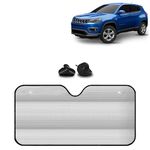 KINGSWAY® Car Window Foil Curtain Sticky Sun Shade Compatible with Jeep Compass, (Year 2017-2020), Universal Fit Sunshades for Front Window, Rear Window, Silver Color, 1 Piece