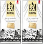 Milkboy Swiss White Chocolate Bars - Gourmet Bourbon Vanilla Chocolate Bars - Made with Pure Natural Vanilla - White Premium - Gluten Free - Non-GMO - Kosher - 3.5oz, 2 Pack