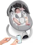 Electric Baby Swing for Infants to Toddler Portable Babies Swing Timing Function 5 Swing Speeds Bluetooth Touch Screen Music Speaker with 10 Preset Lullabies 5-Point Carabiner Gray