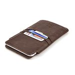 Dockem Provincial Wallet Sleeve for Pro Max and Plus iPhones: 15/14/13/12/11 Pro Max, 16/15/14 Plus, XS Max, 8/7/6 Plus - Vintage PU Leather Pouch Cover with 2 Credit Card Holder Slots [Brown]