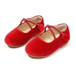 THEE BRON Toddler Girls Shoes Ballet Flats Princess Dress Shoes for Kids(CA-AF332 Toddler,Red/5M)