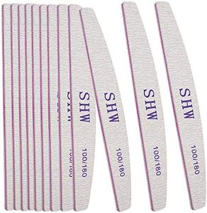 12 Pack Professional Nail File Set Double-Sided 100/180 Grit Emery Board Manicure Tools for Nail Grooming and Styling (White)