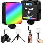 Heysliy RGB Video Light,Camera Light 360° Full-Color,Selfie Photography Lights with Mini Tripod,2000mAh Rechargeable Portable Light,2500-9000K Dimmable Led Panel Light