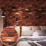 Wolpin Wall Stickers DIY Wallpaper Decal 3D Brick Self Adhesive House Office Decorative PVC Vinyl, Living Room, Hall Kitchen Shelf Liner Contact Paper Interior, Smokin Red Decorative Wallpaper