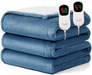 Homemate Electric Heated Blanket King - 100"x90" Heating Blanket King Size Dual Control 1/2/4/6/8 Hours Auto-Off 10 Heat Level Heat Blanket Over-Heat Protection Flannel Sherpa ETL Certification