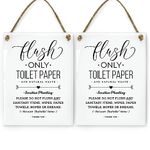 6x8 Inch Sensitive Plumbing Flush Only Toilet Paper, Not Hopes & Dreams Designer Bathroom Sign ~ Ready to Hang ~ Premium Finish, Durable (2)